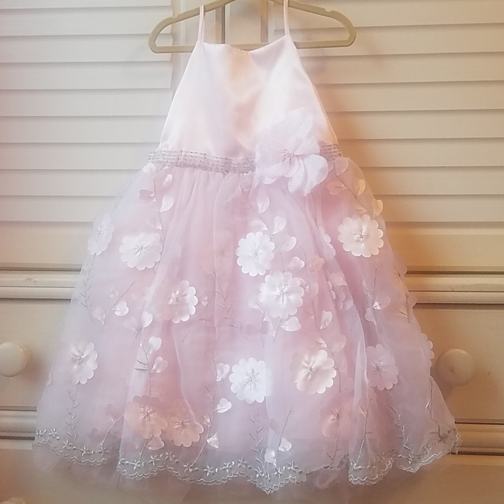 Girls pink flower party dress